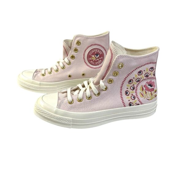 Converse Size 9 Chuck 70 High Embroidered Florals Blush Hush Pink Womens 9 NWOB - Picture 2 of 7